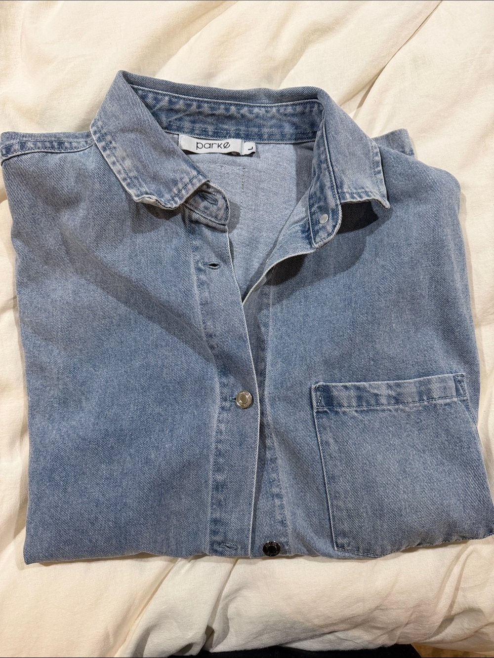 Parke Light Wash Denim Long Sleeve Button-Up Shirt L